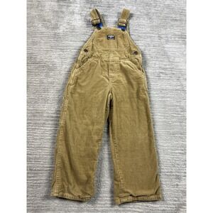 OshKosh B'Gosh Toddler Boys 4T Brown Tan Corduroy Overalls Bib Lined Vestbak